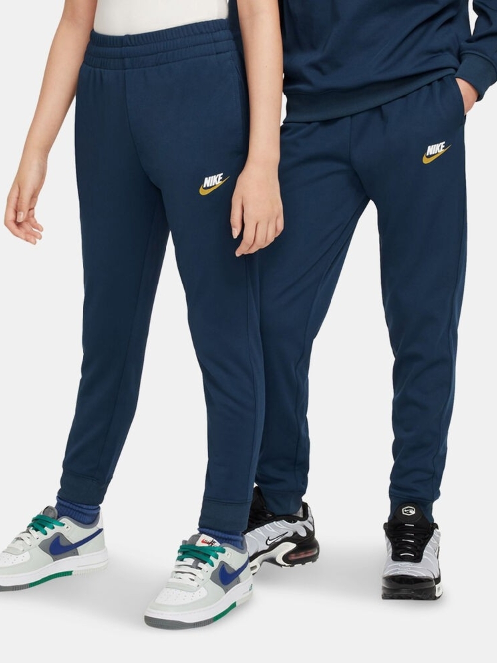 Nike Kids Navy Blue Jogger Pants with Gold Logo